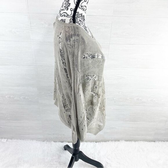 Bohemia Distressed Linen Blend Asymmetrical Scoop Neck Sweater - Picture 5 of 8